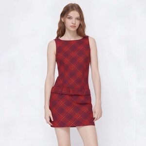 Plaid Red Sleeveless Dress